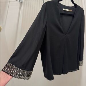 Alice + Olivia Beaded Crystal Detail Cuff Blouse - Size M